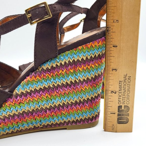 Rampage Bridgette Platform Wedge Multicolored Peep Toe Heels, Size 9.5, GUC - Picture 7 of 11